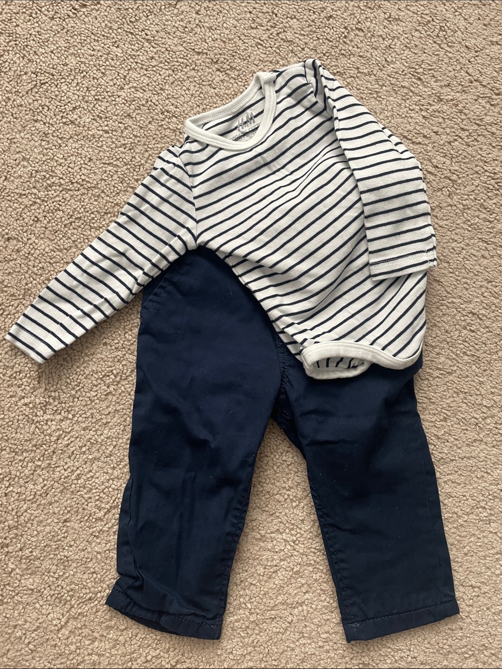 H&M Navy Pants and White Navy-Striped Bodysuit Kids Matching Set